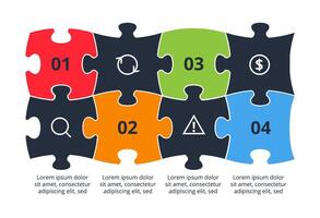 Puzzle infographic with 4 elements illustration. vector