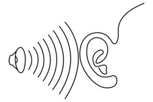 Ear continuous one line drawing of simple design icon vector