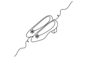 Shoe continuous one line drawing on white background vector