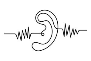 Human ear continuous one line drawing of minimalist outline icon vector
