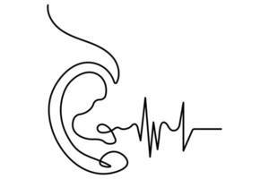 Human ear continuous single line drawing of white background vector