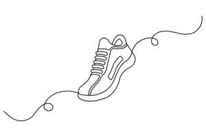 Shoe continuous one line art drawing with white background vector