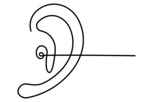 Human ear continuous one line drawing of symbol illustration vector