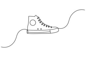 Sport shoe continuous single line icon design with editable Stroke. vector