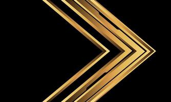 Abstract gold black cyber circuit arrow direction geometric on black design modern luxury futuristic technology background vector