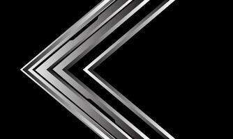 Abstract silver black cyber circuit arrow direction geometric on black design modern luxury futuristic technology background vector
