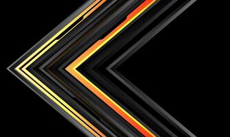 Abstract yellow black cyber circuit arrow direction geometric on black design modern luxury futuristic technology background vector