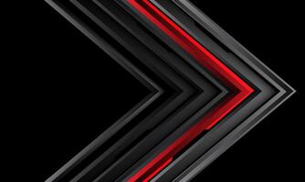 Abstract red black cyber circuit arrow direction geometric on black design modern luxury futuristic technology background vector