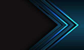 Abstract blue black cyber circuit arrow direction geometric with blank space on black design modern luxury futuristic technology background vector