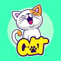 cute cat mascot illustration. cartoon yawning cat logo vector