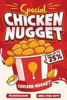 chicken nugget advertisement illustration. special chicken nugget promotion tamplate vector