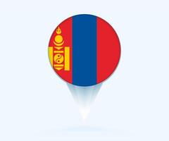 Map pointer with flag of Mongolia. vector