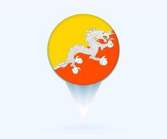 Map pointer with flag of Bhutan. vector