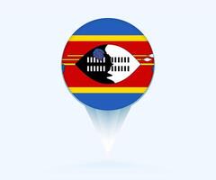 Map pointer with flag of Swaziland. vector