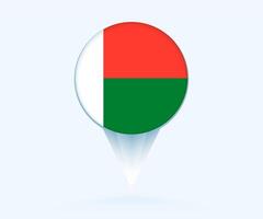 Map pointer with flag of Madagascar. vector