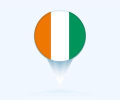 Map pointer with flag of Ivory Coast. vector