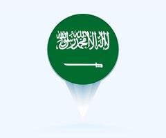 Map pointer with flag of Saudi Arabia. vector