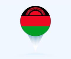Map pointer with flag of Malawi. vector