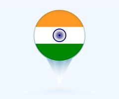 Map pointer with flag of India. vector