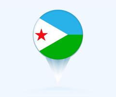 Map pointer with flag of Djibouti. vector
