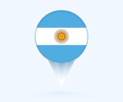 Map pointer with flag of Argentina. vector