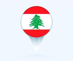 Map pointer with flag of Lebanon. vector