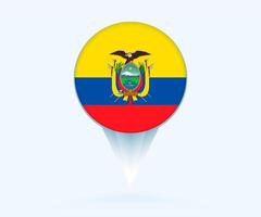 Map pointer with flag of Ecuador. vector