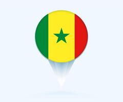 Map pointer with flag of Senegal. vector