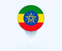 Map pointer with flag of Ethiopia. vector