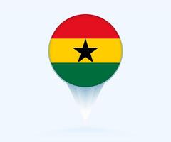 Map pointer with flag of Ghana. vector