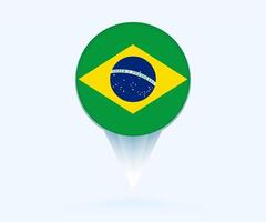 Map pointer with flag of Brazil. vector