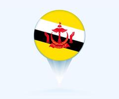 Map pointer with flag of Brunei. vector