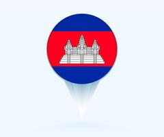 Map pointer with flag of Cambodia. vector