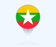 Map pointer with flag of Myanmar. vector