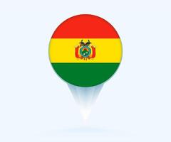 Map pointer with flag of Bolivia. vector