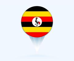 Map pointer with flag of Uganda. vector