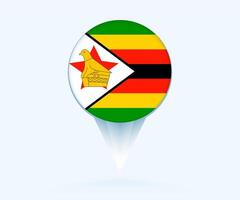 Map pointer with flag of Zimbabwe. vector