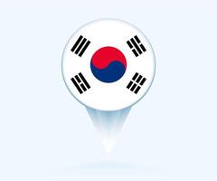 Map pointer with flag of South Korea. vector