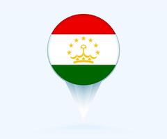 Map pointer with flag of Tajikistan. vector