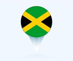 Map pointer with flag of Jamaica. vector