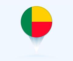 Map pointer with flag of Benin. vector