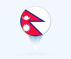 Map pointer with flag of Nepal. vector