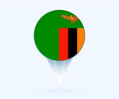 Map pointer with flag of Zambia. vector