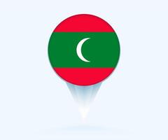 Map pointer with flag of Maldives. vector