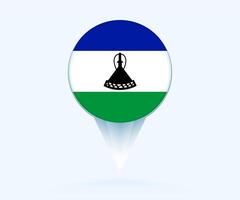 Map pointer with flag of Lesotho. vector