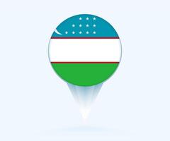 Map pointer with flag of Uzbekistan. vector