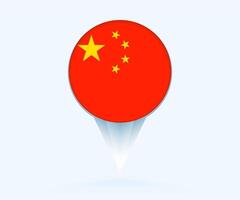 Map pointer with flag of China. vector