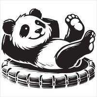 Calm Panda Silhouette in Resting Pose vector