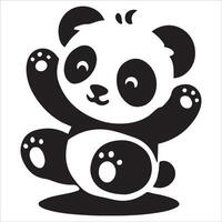 Panda Resting in Sitting Pose Silhouette vector
