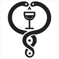 Sophisticated Snake Wrapped Around Wine Glass vector
